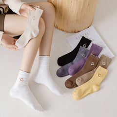 1 Pair Smiling Lace Ins Crew Socks