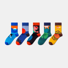 5 Pairs Personalized illustration Casual Socks