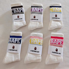 3 Pairs Alphabet color blocking Casual Socks