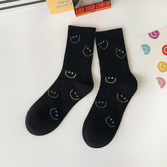 1 Pair Cartoon smiley face Crew Socks