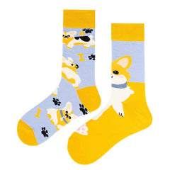 1 Pair Cartoon corgi Meow Crew Socks