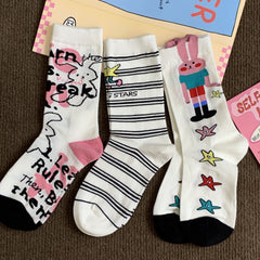 1 Pair Illustration colored Crew Socks