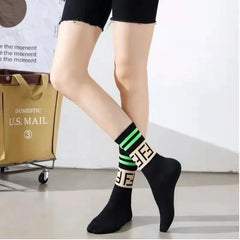 5 Pairs Trendy letter stripes Casual Socks