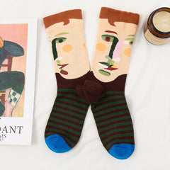 5 Pairs rendy oil painting Casual Socks