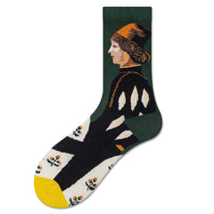 2 Pairs Personalized oil painting Casual Socks