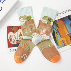 5 Pairs rendy oil painting Casual Socks