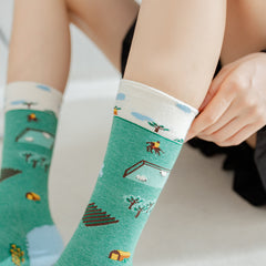 5 Pairs rendy oil painting Casual Socks