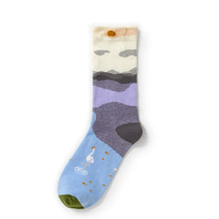 1 Pair Retro abstract  Crew Socks