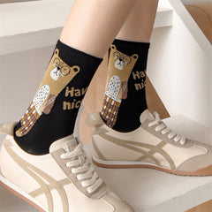 3 Pairs Cute Glasses Bear Casual Socks