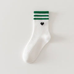 1 Pair Embroidered Stripes Casual Socks