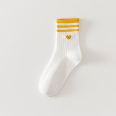 1 Pair Embroidered Stripes Casual Socks