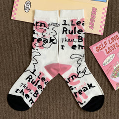 1 Pair Illustration colored Crew Socks