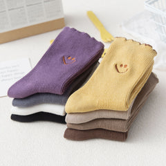 1 Pair Smiling Lace Ins Crew Socks