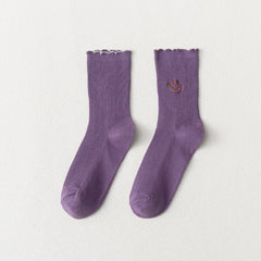 1 Pair Smiling Lace Ins Crew Socks