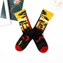 5 Pairs rendy oil painting Casual Socks