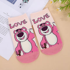 5 Pairs Pink cute little bear Ankle Socks