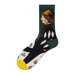 2 Pairs Personalized oil painting Casual Socks