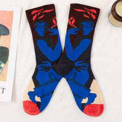 5 Pairs rendy oil painting Casual Socks