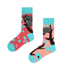 1 Pair Color asymmetry Crew Socks