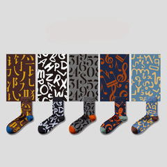 5 Pairs Cartoon color trend Crew Socks