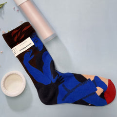 1 Pair Retro oil painting Crew Socks