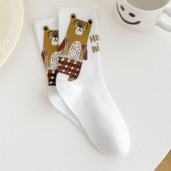 3 Pairs Cute Glasses Bear Casual Socks