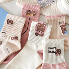 5 Pairs Japanese Cartoon Casual Socks