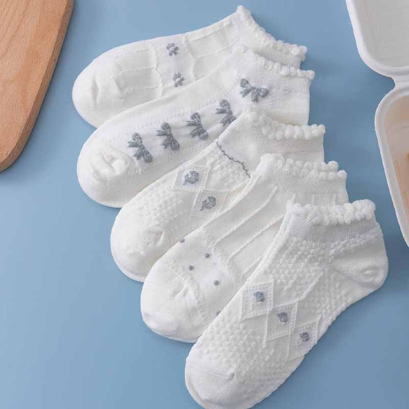 5 Pairs Ins trendy wood ear Ankle Socks